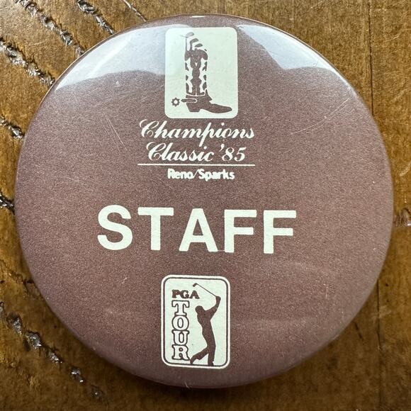 1985 PGA Tour Staff Champions Classic 85 Reno Nevada Vintage Golf Pinback Button - Picture 1 of 2